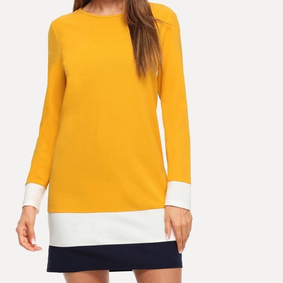 Dresses & Skirts - NWOT/COLOR BLOCK TUNIC YELLOW DRESS SIZE LARGE